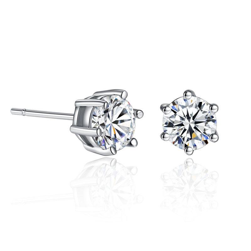 Round Cut Cubic Zirconia Stud Earrings Default Title