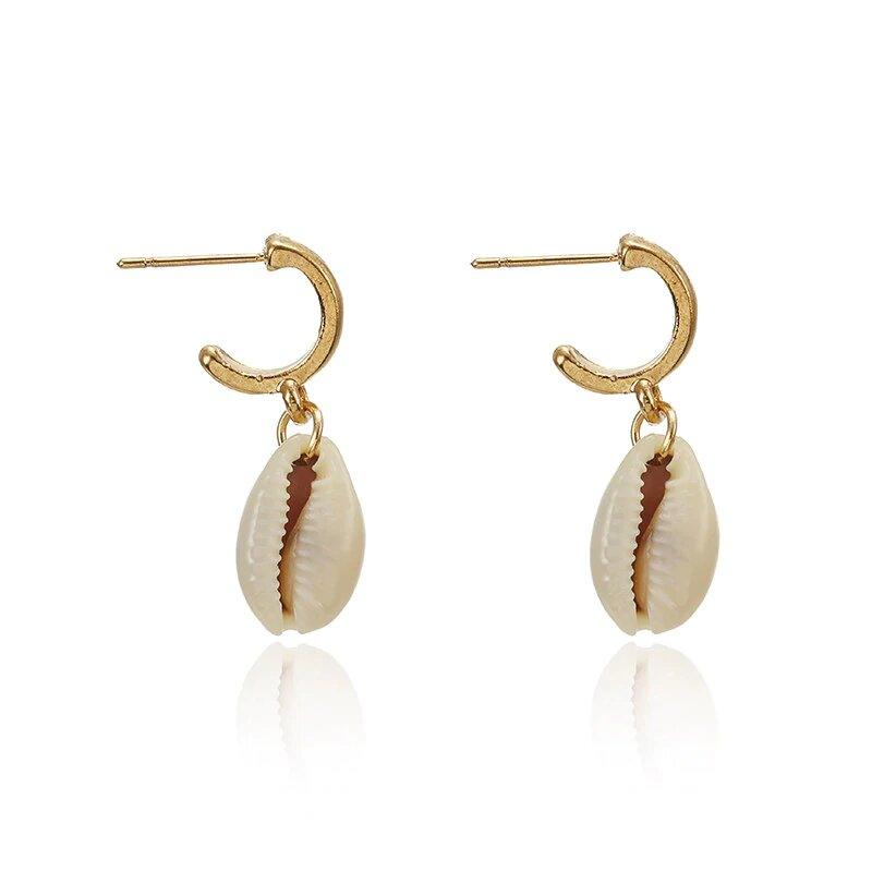 Seashell Earrings Hoop and Puka Shell