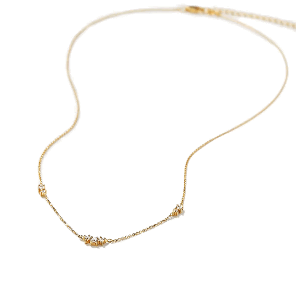 Seraphima gold-tone chain necklace with seven round cubic zirconia stones