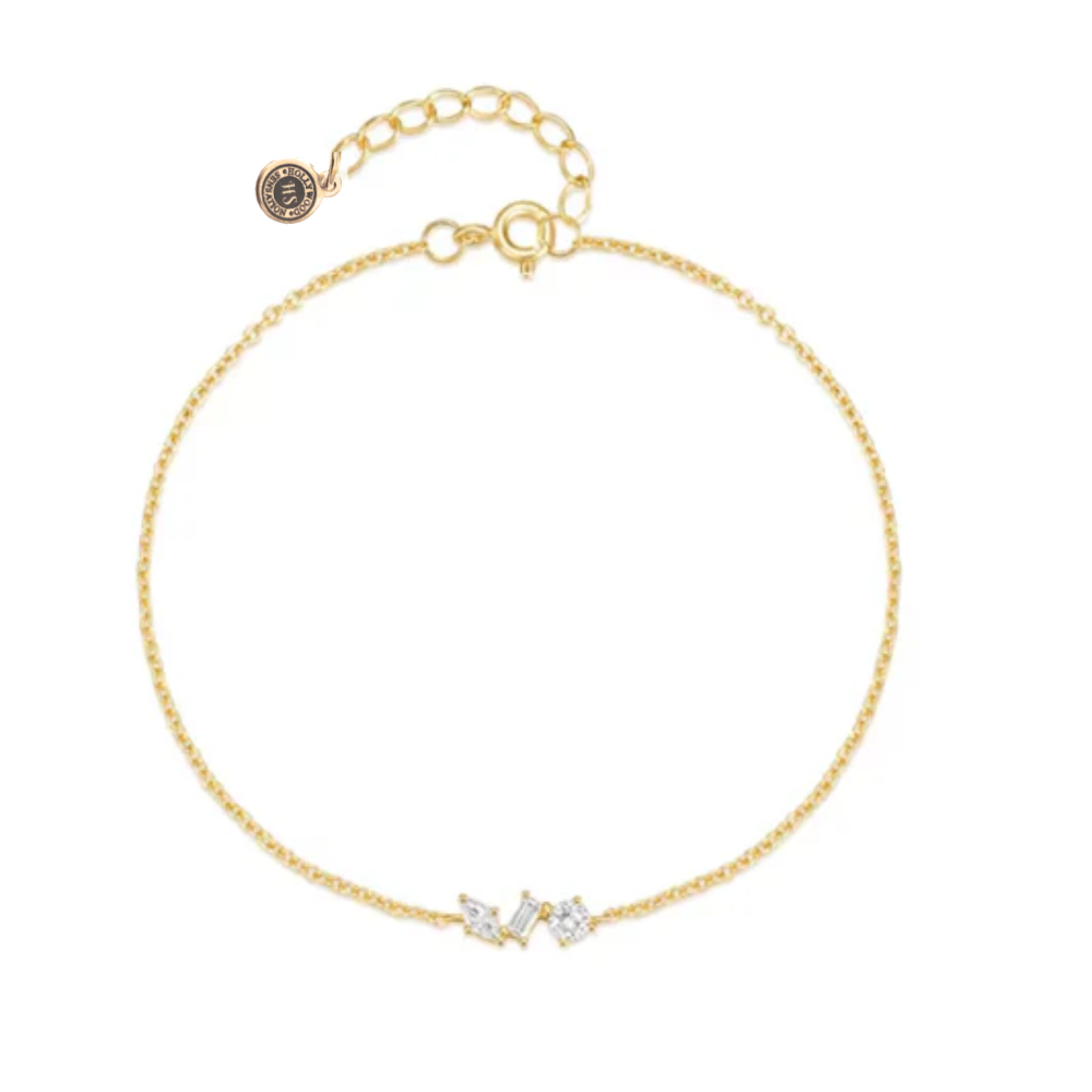 Silvana chain link bracelet in gold tone with cubic zirconia cluster at front