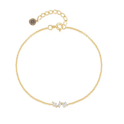 Silvana chain link bracelet in gold tone with cubic zirconia cluster at front