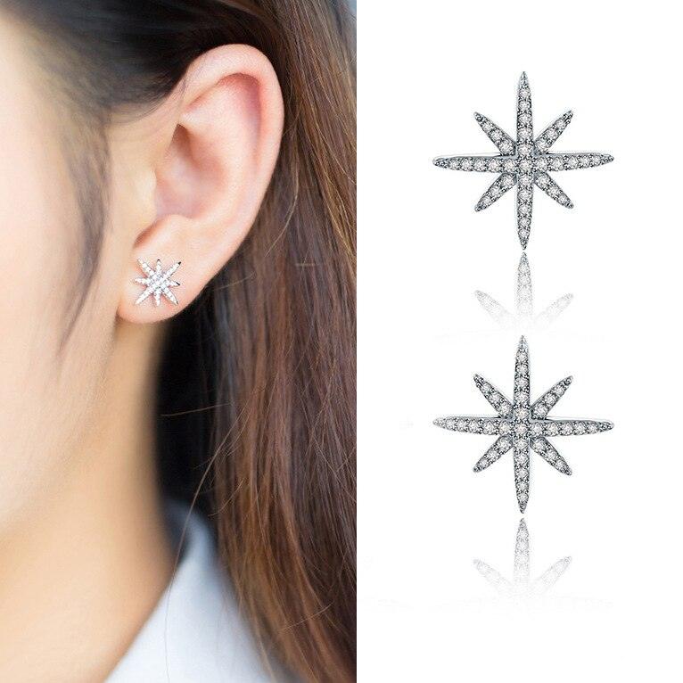 Star Stud Earrings Cubic Zirconia