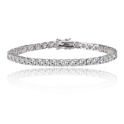 Silver tennis bracelet with clear cubic zirconia stones and secure clasp