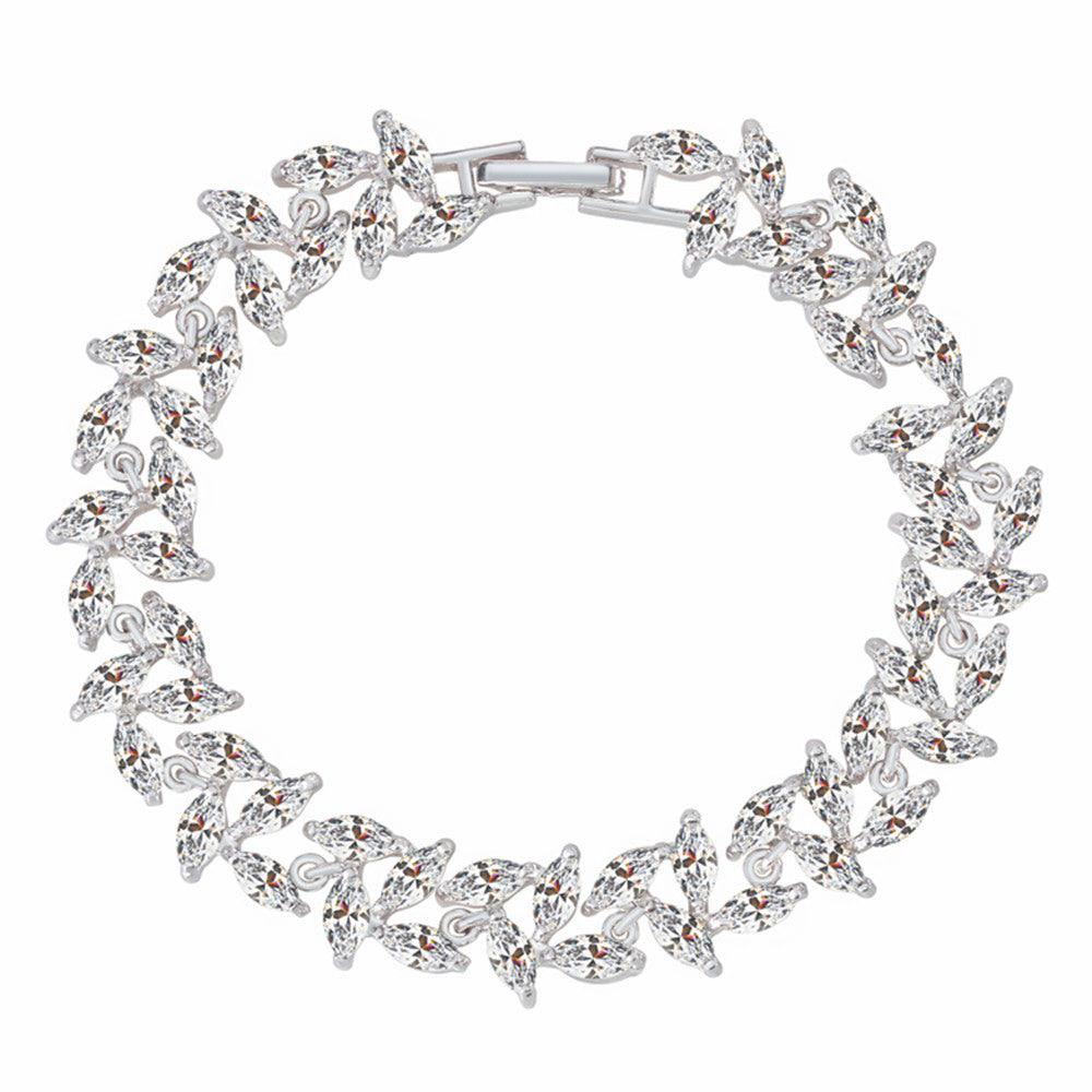 Silver tennis bracelet with marquise-cut cubic zirconia tennis-style stones