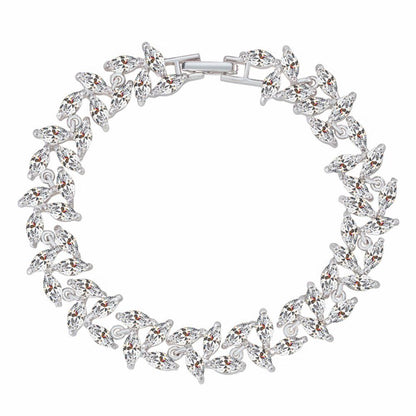 Silver tennis bracelet with marquise-cut cubic zirconia tennis-style stones