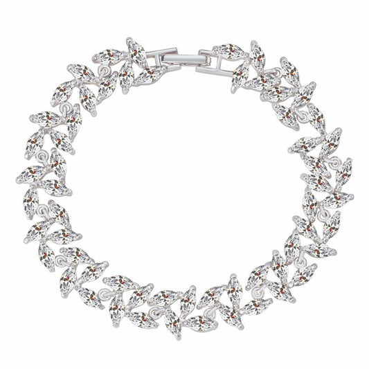 Silver tennis bracelet with marquise-cut cubic zirconia tennis-style stones