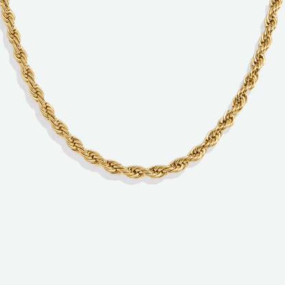 Gold rope chain necklace with twisted links