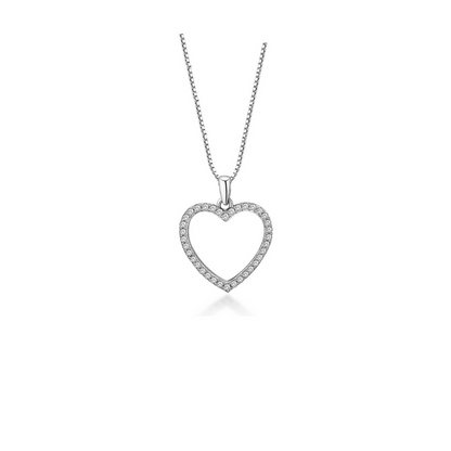 Crystal Heart Necklace with Cubic Zirconia Stones