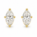 Marquise-cut solitaire stud earrings with clear stones and gold-tone settings
