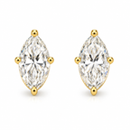 Marquise-cut solitaire stud earrings with clear stones and gold-tone settings
