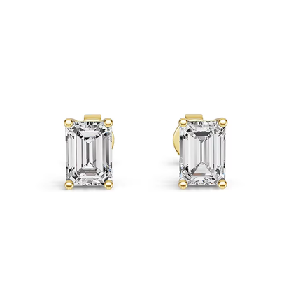 Gold vermeil emerald-cut stud earrings with bezel-set square stones