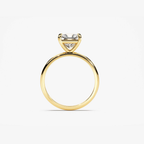 Gold vermeil solitaire ring side profile with rectangular emerald-cut center stone