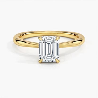 Gold vermeil emerald-cut solitaire ring with rectangular step-cut center stone, front view