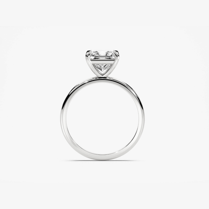 Silver-tone emerald-cut solitaire ring with prong-set center stone
