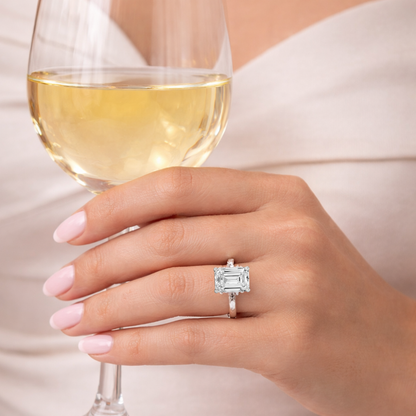 Gold vermeil emerald-cut solitaire ring with prong-set square center stone