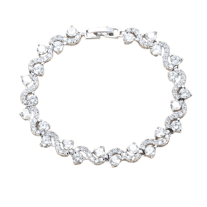 Wave Cubic Zirconia Tennis Bracelets with Round Cut White Diamond Cubic Zirconia