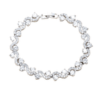Round-cut cubic zirconia tennis bracelet with wave pattern and box clasp