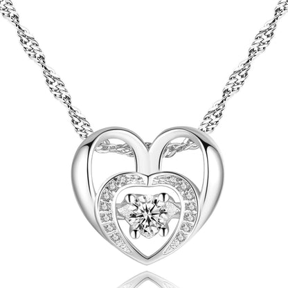 Double Heart Necklace with Cubic Zirconia Necklace Default Title