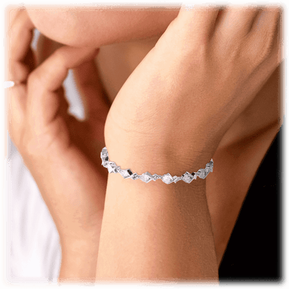 XO Tennis Bracelet with Round Cut White Diamond Cubic Zirconia Stones